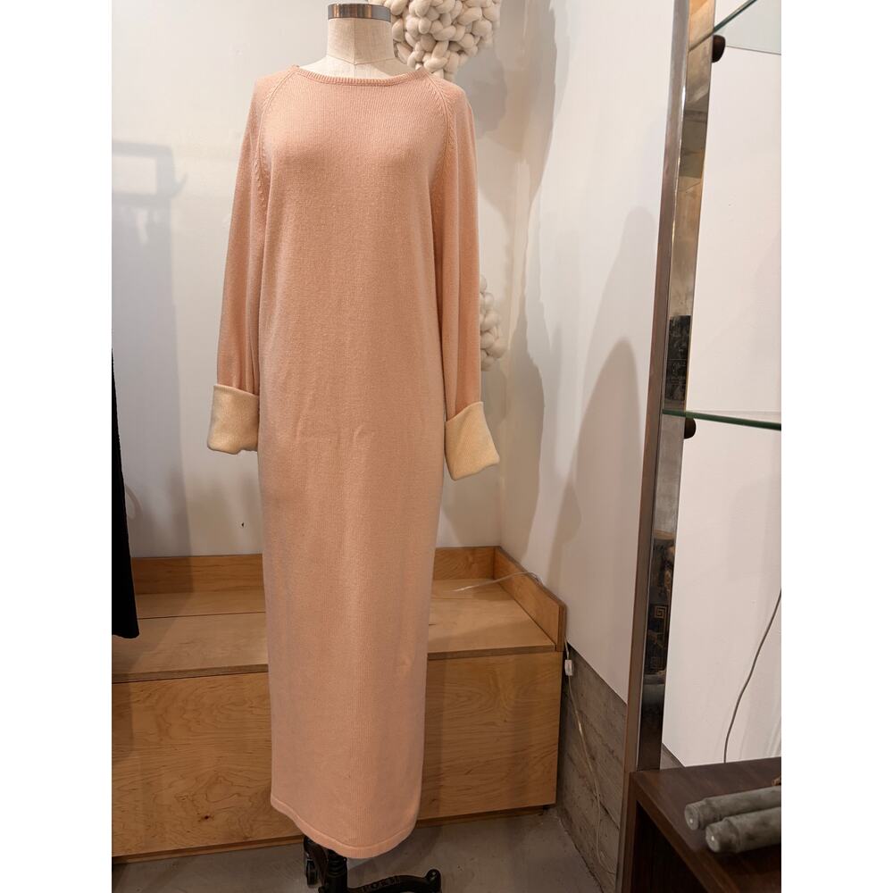 Vintage Nancy Heller Silk Cashmere Sweater Dress Blush Contrast Cuffs Size 2